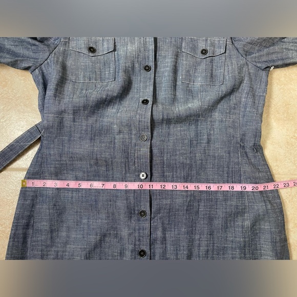 Alex Marie Blue Chambray Linen Blend Belted Dress Size 16 New - Picture 10 of 11